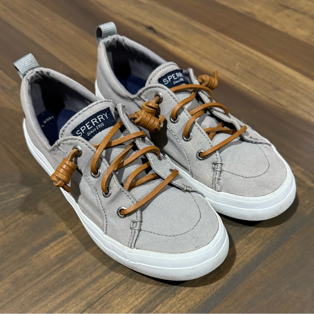 Sperry Top Sider Crest Vibe Womens 6.5 Gray Canvas Sneakers Shoes STS81902
